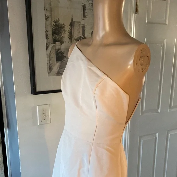 Amsale Elegant off White One-Shoulder Gown